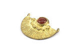 Semi Circle Pendant, 2 Raw Brass Semi Circle  Geometric Pendants With 2 Loops and 1 Pad Setting (31x23.5x1mm) BS 1913