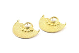 Semi Circle Pendant, 2 Raw Brass Semi Circle  Geometric Pendants With 2 Loops and 1 Pad Setting (31x23.5x1mm) BS 1913