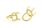 Brass Ring Settings, Raw Brass Ring Settings With 4 Claws - Pad Size 13x16mm N2411