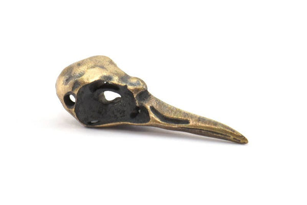 Bronz Kuş Kafatası Tılsımı, Oksitlenmiş Bronz Kuş Kafatası Kolye Uçları 1 Delikli (33x10x11mm) N0341