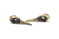 Bronz Kuş Kafatası Tılsımı, Oksitlenmiş Bronz Kuş Kafatası Kolye Uçları 1 Delikli (33x10x11mm) N0341