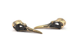 Bronz Kuş Kafatası Tılsımı, Oksitlenmiş Bronz Kuş Kafatası Kolye Uçları 1 Delikli (33x10x11mm) N0341