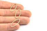 Oval Pirinç Charm, 50 Ham Pirinç Oval Bağlantı Parçası (25x10x0,8 mm) BS 1864