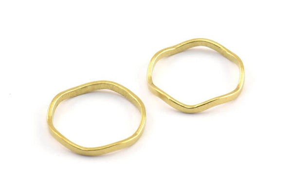 Brass Circle Rings, 24 Raw Brass Wavy Circle Rings, Charms (15x0.80x1.5mm) BS 1758