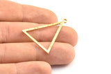 Brass Blank Triangles, 6 Raw Brass Triangles with 1 Loop (34x27x1mm) BS 2327