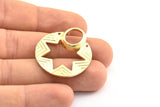 Brass Star Pendant, 2 Raw Brass Star Ethnic Pendants With 2 Holes and 12x10 Pad, Findings, Charms (35x30x1.5mm) BS 1918