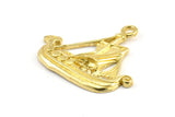Brass Ship Pendant, 2 Raw Brass Viking Ship Necklace Pendants With 1 Loop, Earrings, Findings (31x27x3mm) BS 1912