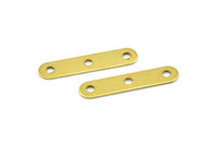 Brass Geometric Connector, 50 Raw Brass Rectangle Connectors with 3 Holes, Findings, Charms (18x4mm) Brs 344 A0310