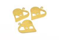 Brass Heart Blank, 6 Raw Brass Heart Stamping Blank (35x30x0.80mm) D0189--Y349 Y093