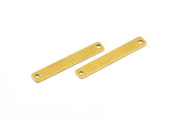 Brass Tiny Bar, 100 Raw Brass Rectangle Connectors With 2 Holes (25x4mm) Brs 652-2 A0260