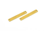Brass Tiny Bar, 100 Raw Brass Rectangle Connectors With 2 Holes (25x4mm) Brs 652-2 A0260