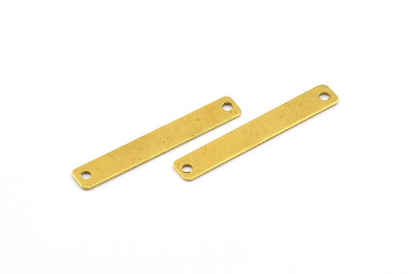 Brass Tiny Bar, 100 Raw Brass Rectangle Connectors With 2 Holes (25x4mm) Brs 652-2 A0260