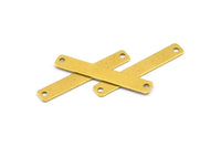 Brass Tiny Bar, 100 Raw Brass Rectangle Connectors With 2 Holes (25x4mm) Brs 652-2 A0260
