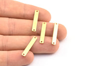 Brass Tiny Bar, 100 Raw Brass Rectangle Connectors With 2 Holes (25x4mm) Brs 652-2 A0260