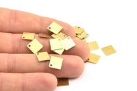 Tiny Square Charm, 250 Raw Brass Square Charms (9mm) Brs157 A0206