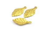 Brass Leaf Charm, Raw Brass Leaf Findings, Charms (21x10mm) Brs 1094 D0506--n0686