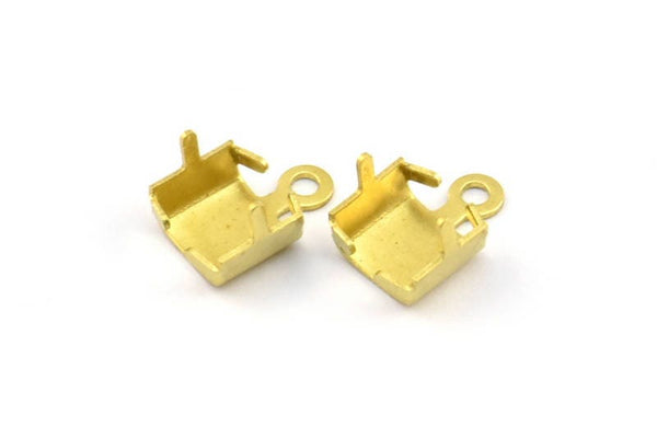 Rhinestone Chain Connector, 20 Raw Brass Rhinestone Chain Connectors Crimps Setting With Prongs For (5mm) Chain L016