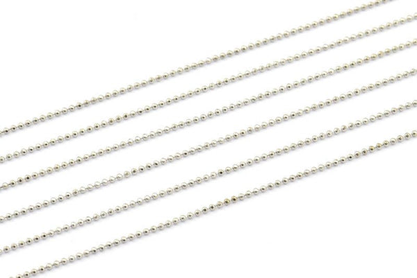 Silver Faceted Chain, 10 Meters - 33 Feet 1 Mm Silver Tone Brass Faceted Ball Chain - W69 Z030