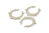 Hammered Crescent Pendant, 2 Silver Tone Hammered Crescent Pendants With 7 Loops (40x7.5x0.9mm) U077
