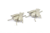 Tiny Bug Charm, 1 Silver Tone Bug Fly Insect Charm With 1 Loop (41x35mm) N0242
