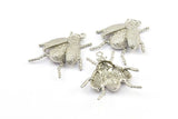 Tiny Bug Charm, 1 Silver Tone Bug Fly Insect Charm With 1 Loop (41x35mm) N0242