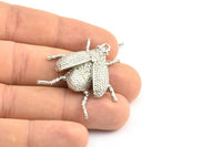 Tiny Bug Charm, 1 Silver Tone Bug Fly Insect Charm With 1 Loop (41x35mm) N0242