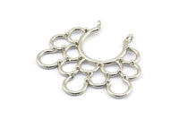 Ethnic Circle Pendant, 2 Silver Tone Pendants With 2 Loops, Pendants, Charms, Findings (35.5x39x1.4mm) U036