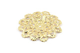 Gold Vintage Pendant, 1 Gold Plated Brass Vintage Filigree Pendant (59mm) L-13