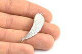 Silver Wing Pendant, 2 Silver Tone Wing Pendants With 2 Loops, Earring, Jewelry Findings (43x13x1.5mm) BS 1959