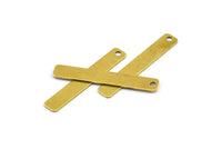 Rectangle Brass Bar, 100 Raw Brass Rectangle Charms With 1 Hole (4x25mm) Brs 652-1 A0225