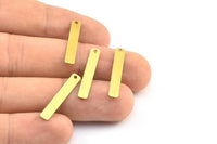 Brass Rectangle Bar, 50 Raw Brass Rectangle Charms With 1 Hole (25x4mm) Brs 652-1 A0225