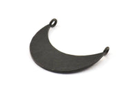 Hammered Crescent Pendant, 3 Oxidized Brass Black Hammered Crescent Pendants With 2 Loops (29x10x1mm) BS 1882 S327
