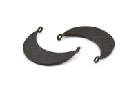 Hammered Crescent Pendant, 3 Oxidized Brass Black Hammered Crescent Pendants With 2 Loops (29x10x1mm) BS 1882 S327
