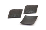 Cambered Textured Rhombus, 4 Oxidized Brass Black Flower Textured Diamond Findings  (28x22mm) D0101--C022 S338