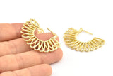 Brass Semi Sun Earring, 2 Raw Brass Semi Sun Earrings (40x29x2.5mm) BS 2042