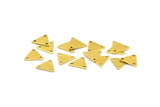 Geomertric Brass Findings, 50 Raw Brass Triangle Charms With 3 Holes (9x10mm) Brs 621 A0051