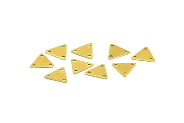 Small Triangle Charm, 250 Raw Brass Triangle Charms with 3 Holes (9x10mm) Brs 621 ( A0051 )