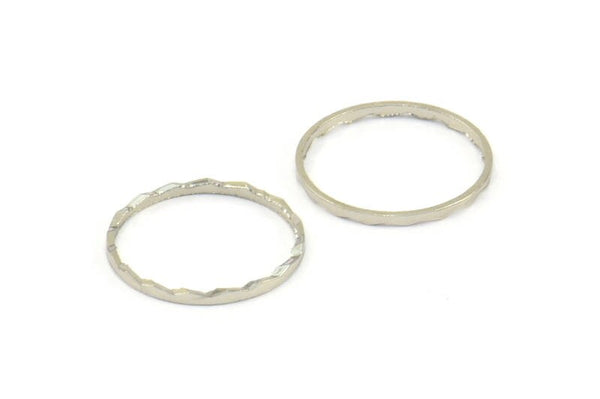 Textured Circle Ring, 25 Silver Tone Cutting Circles (14mm) A0584