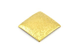 Brass Square Charm, 5 Raw Brass Flower Textured Square Findings (25mm) D0102--C002