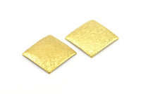 Brass Square Charm, 5 Raw Brass Flower Textured Square Findings (25mm) D0102--C002
