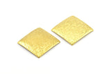 Brass Square Charm, 5 Raw Brass Flower Textured Square Findings (25mm) D0102--C002
