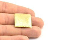 Brass Square Charm, 5 Raw Brass Flower Textured Square Findings (25mm) D0102--C002