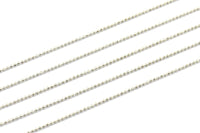 Silver Tiny Chain, 5 Meters 16.5 Feet Silver Tone Brass Faceted Ball Chain (1.2mm) - W70 ( Z031 )