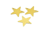 Star Bracelet Finding, 100 Raw Brass Star Blanks, Star Tags with 2 Holes, Necklace Pendants (15mm) A0296