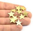 Star Bracelet Finding, 100 Raw Brass Star Blanks, Star Tags with 2 Holes, Necklace Pendants (15mm) A0296