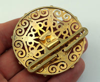 Swarovski Belt Buckle, 1 Gold Plated Vintage Brass And Swarovski Belt Buckle, Findings (56mm) Y278