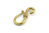 Brass Clasp Hooks, Raw Brass Clasp Connectors (21x10mm) D0236 Y228