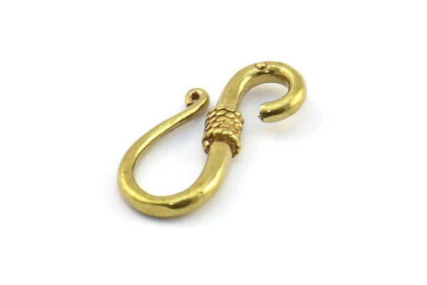 Brass Clasp Hooks, Raw Brass Clasp Connectors (21x10mm) D0236 Y228