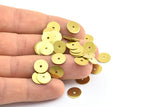 Middle Hole Connector, 100 Raw Brass Round Discs, Middle Hole Connectors, Bead Caps, Findings (10mm) Brs 73 A0443