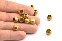 10 Raw Brass Beads, Findings (10x7.5mm) D0204